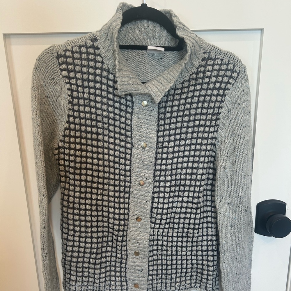 CAbi | Gray Checkered Cardigan (Small)